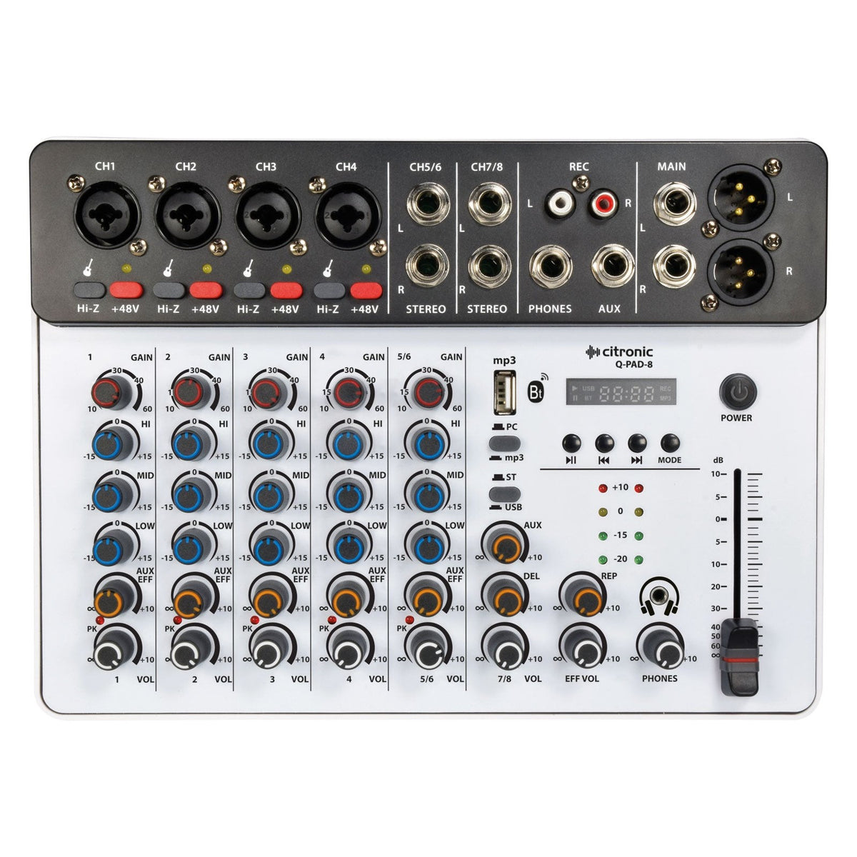 Citronic Q-PAD-8 Compact Mixer with USB/BT and Audio Interface 1