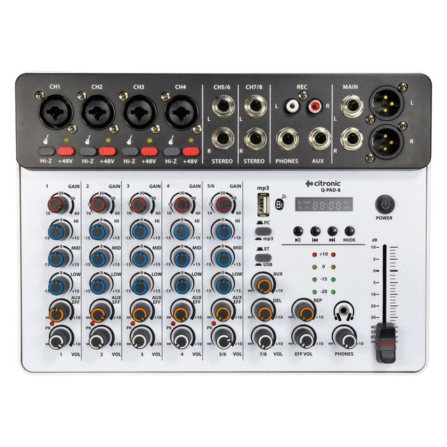 Citronic Q-PAD-8 Compact Mixer with USB/BT and Audio Interface 1