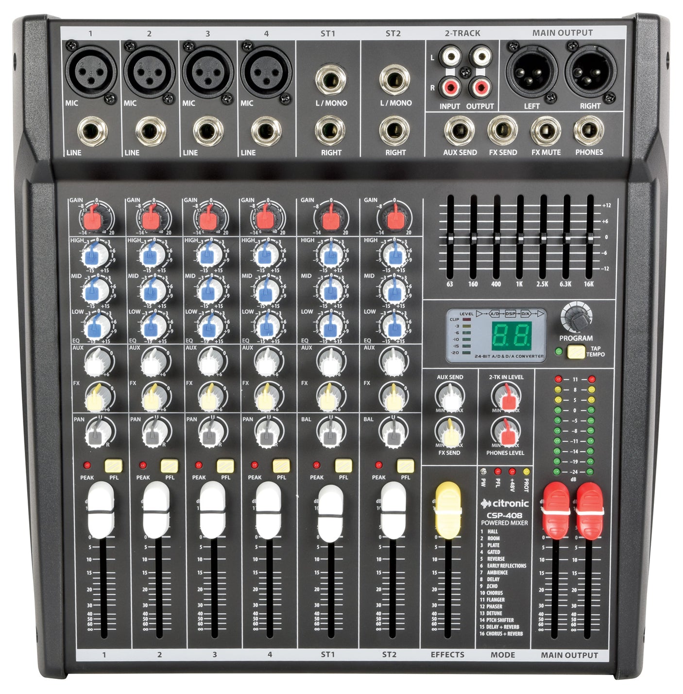 Citronic CSP-408 2 x 200W 8-Input Powered Mixer With DSP Effects 1