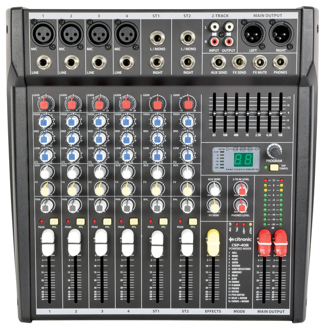 Citronic CSP-408 2 x 200W 8-Input Powered Mixer With DSP Effects 1