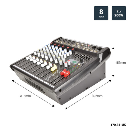 Citronic CSP-408 2 x 200W 8-Input Powered Mixer With DSP Effects 4