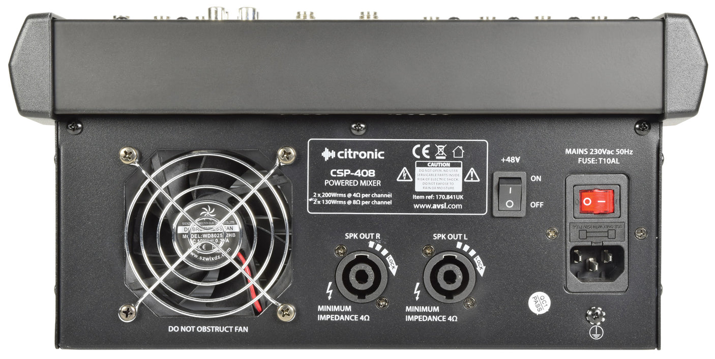 Citronic CSP-408 2 x 200W 8-Input Powered Mixer With DSP Effects 5