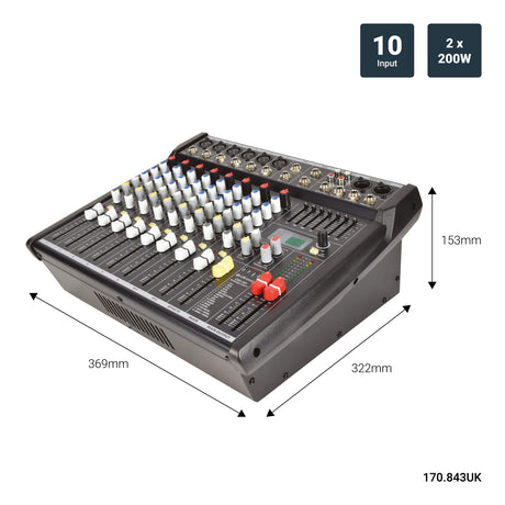 Citronic CSP-410 2 x 200W 10-Input Powered Mixer With DSP Effects 3