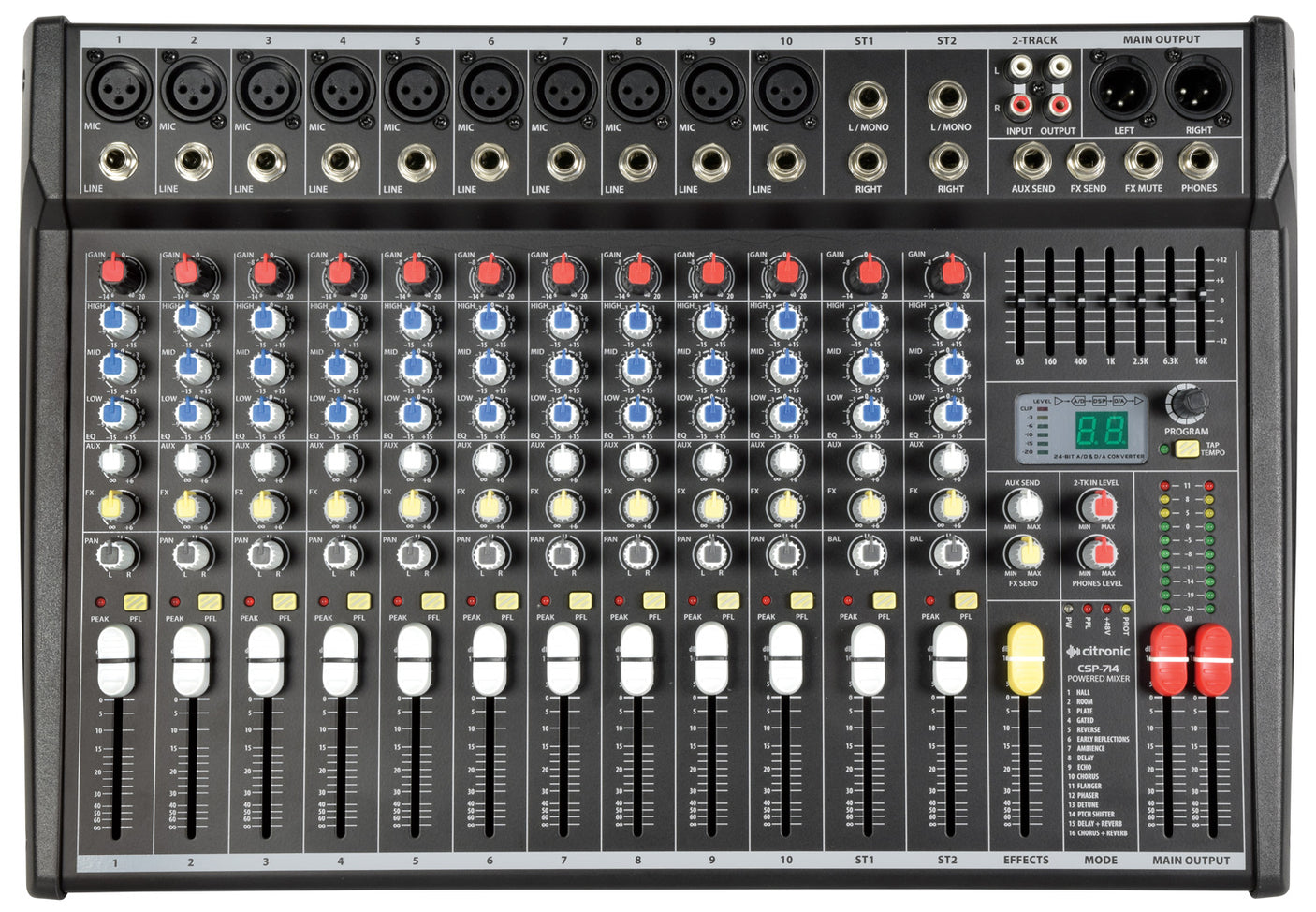 Citronic CSP-714 2 x 350W 14-Input Powered Mixer With DSP Effects 1