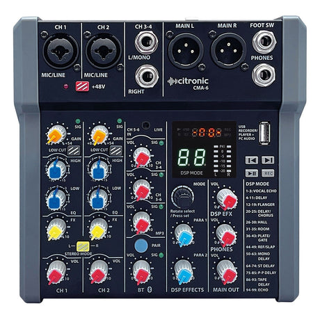 Citronic CMA-6 Compact 6CH Mixer with DSP, USB & Bluetooth 2