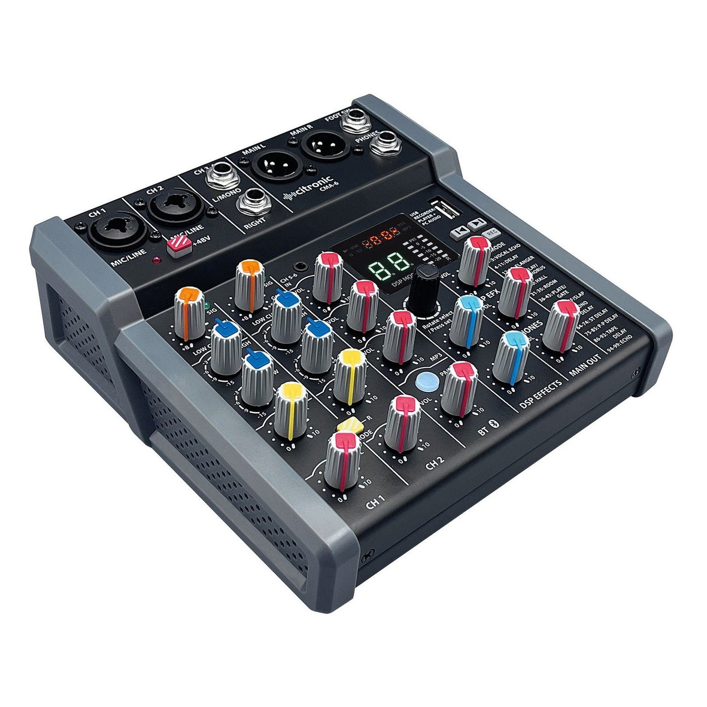 Citronic CMA-6 Compact 6CH Mixer with DSP, USB & Bluetooth 1