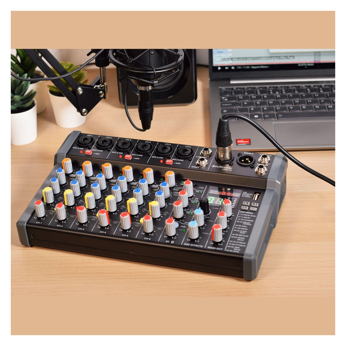Citronic CMA-10 Compact 10CH Mixer with DSP, USB & Bluetooth 6