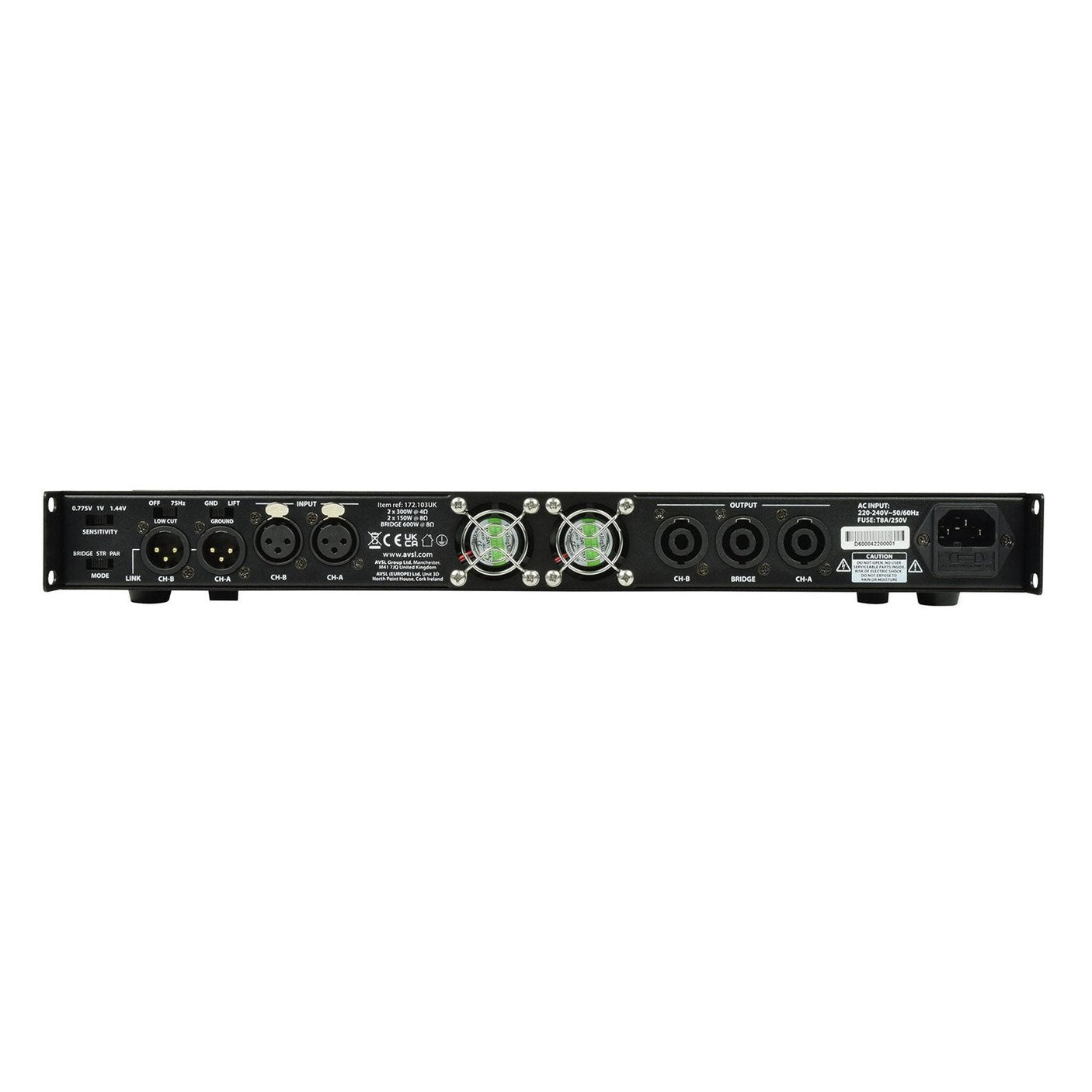 Citronic D300 2 x 150W Class-D Power Amplifier 4-8 Ohms 2