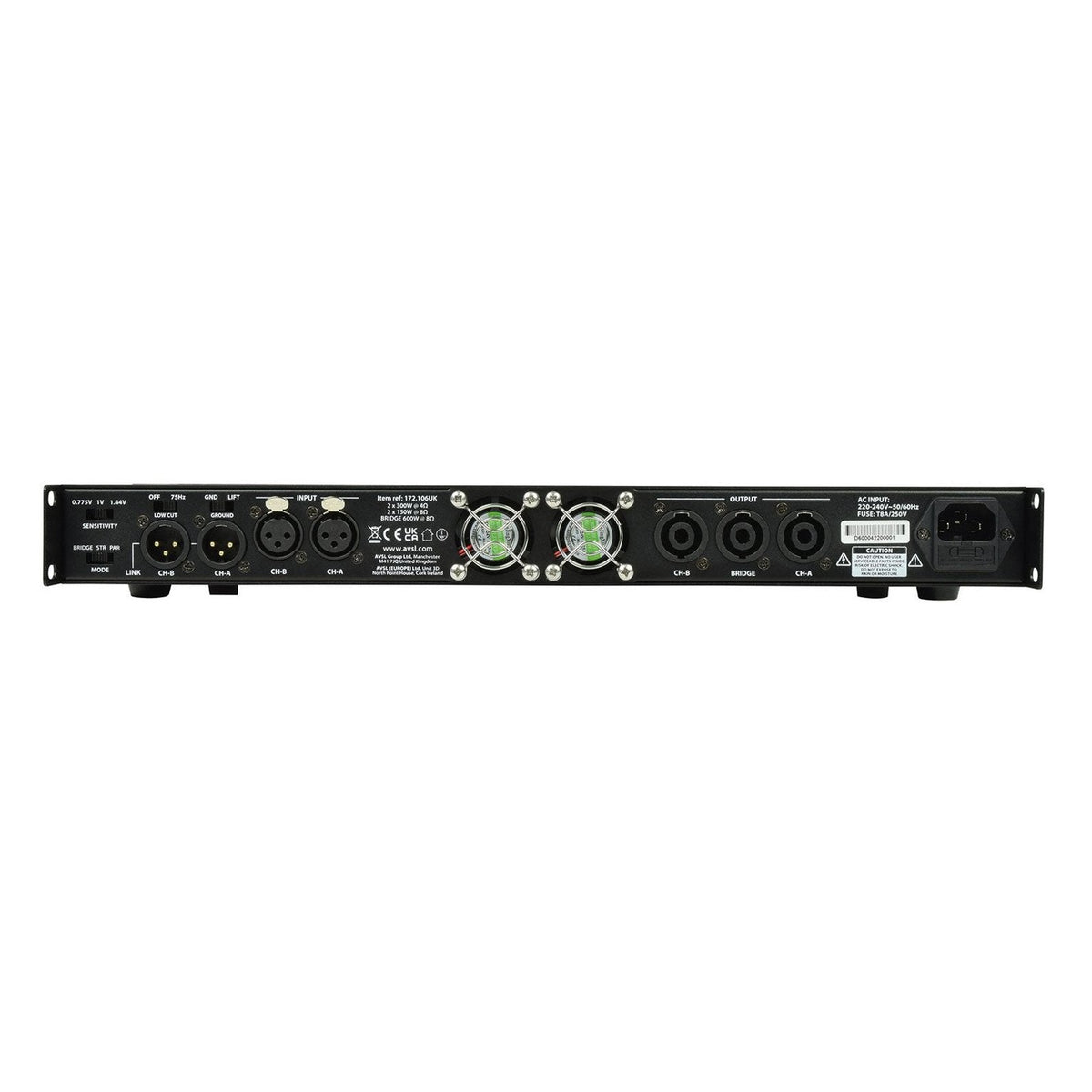 Citronic D600 2 x 300W Class-D Power Amplifier 4-8 Ohms 2