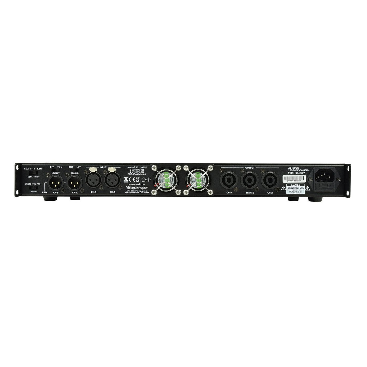Citronic D600 2 x 300W Class-D Power Amplifier 4-8 Ohms