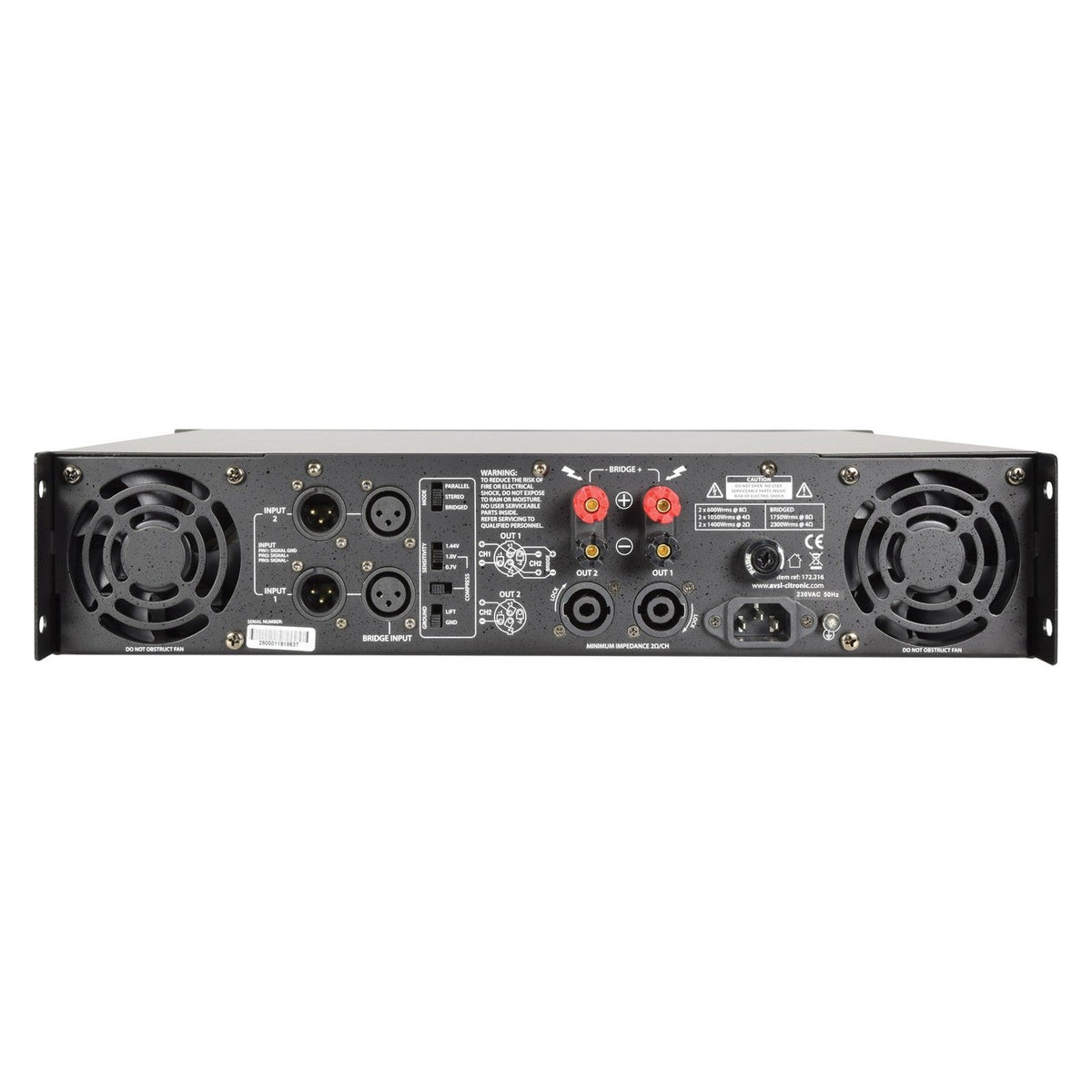 Citronic PLX2800 2-Channel Power Amplifier - 2 x 1400W @ 2Ω 2