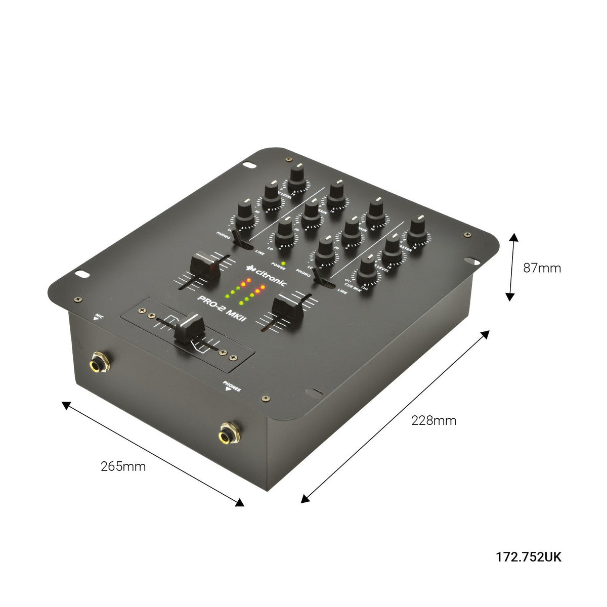 Citronic PRO-2 MKII 2-Channel DJ Mixer 3