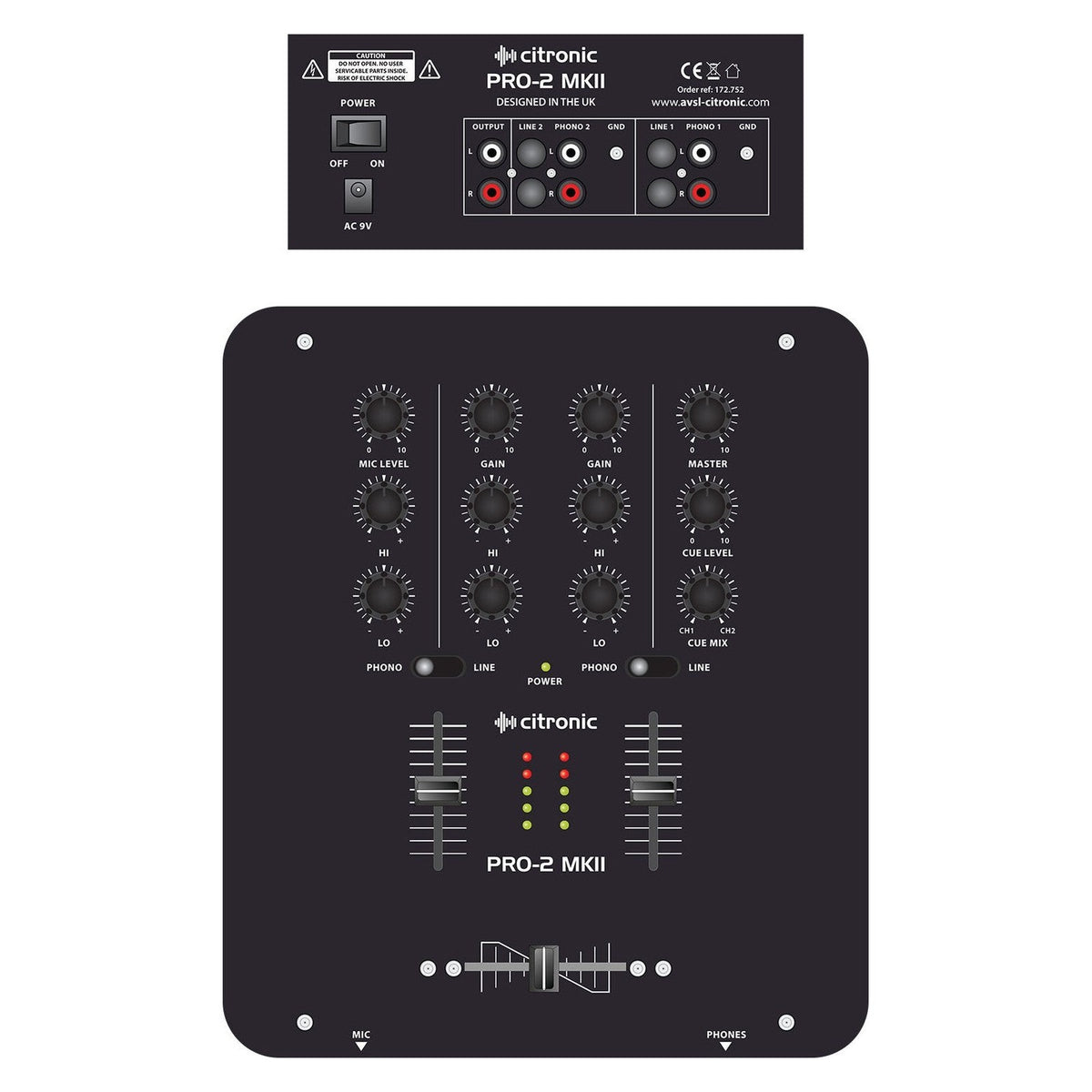 Citronic PRO-2 MKII 2-Channel DJ Mixer 6