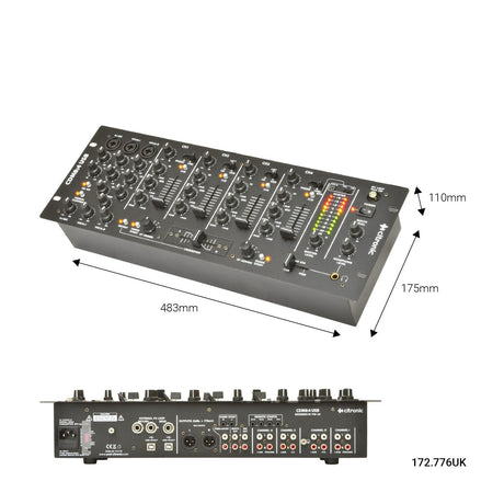 Citronic CDM8:4 USB 4-Channel 19" DJ Mixer 3