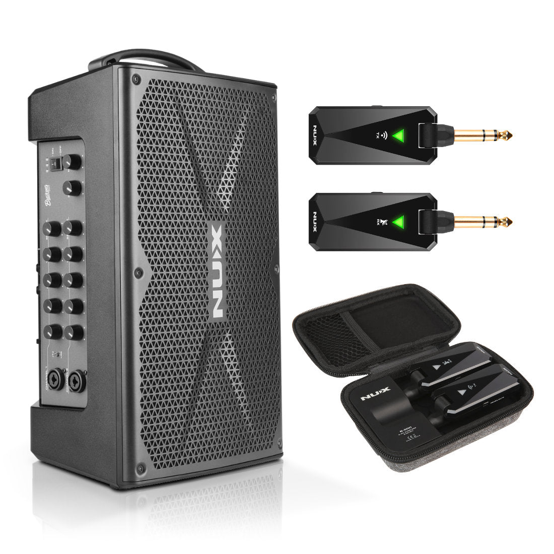NUX Busking 200FR Portable PA System with B-5RC Wireless Guitar System