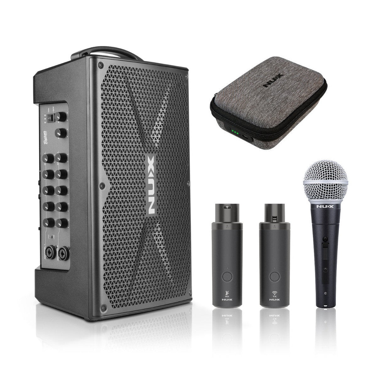 NUX Busking 200FR Portable PA System with B-3RC Wireless Microphone System 1