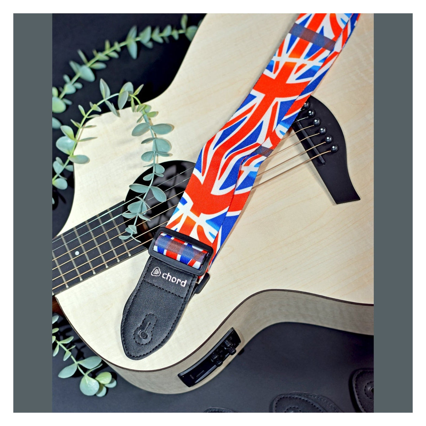 Chord Printed Design Webbing Guitar Strap - Union Flag STP-UK1 2