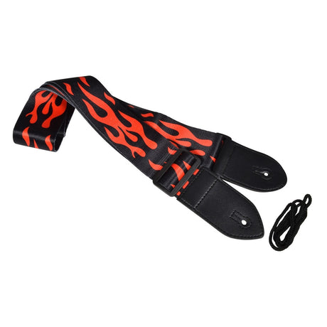 Chord Printed Design Webbing Guitar Strap - Red Flame STP-RFL1 1