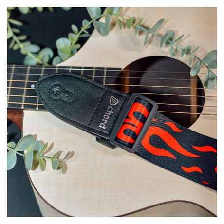 Chord Printed Design Webbing Guitar Strap - Red Flame STP-RFL1 3