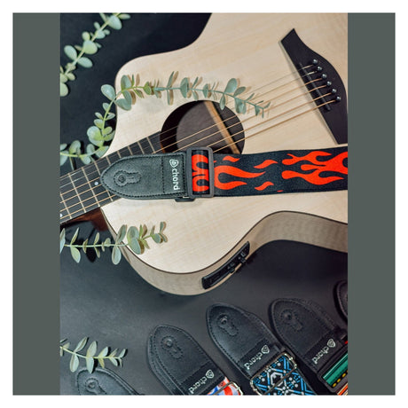 Chord Printed Design Webbing Guitar Strap - Red Flame STP-RFL1 4