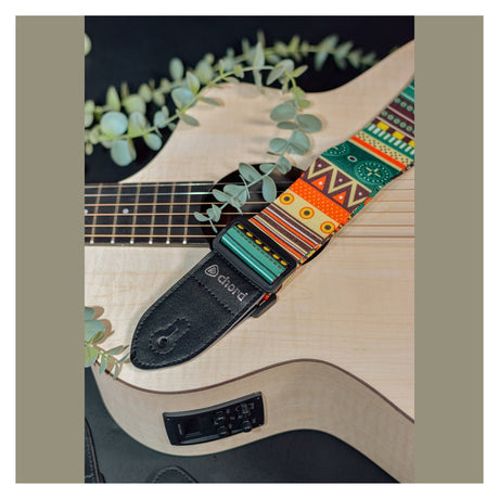 Chord Printed Design Webbing Guitar Strap - Aztec Design STP-AZT1 4