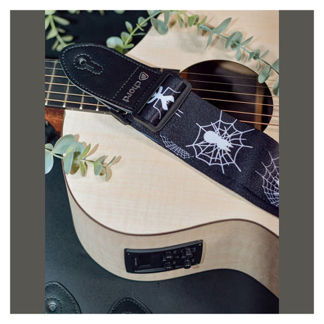 Chord Printed Design Webbing Guitar Strap - White Spider 2
