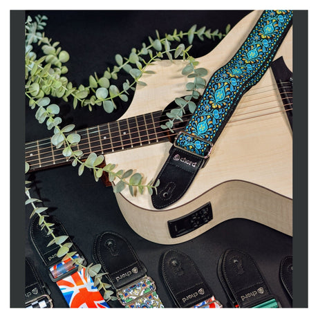 Chord Deluxe Embroidered Design Guitar Strap - Blue Floral STP-BFL2 3
