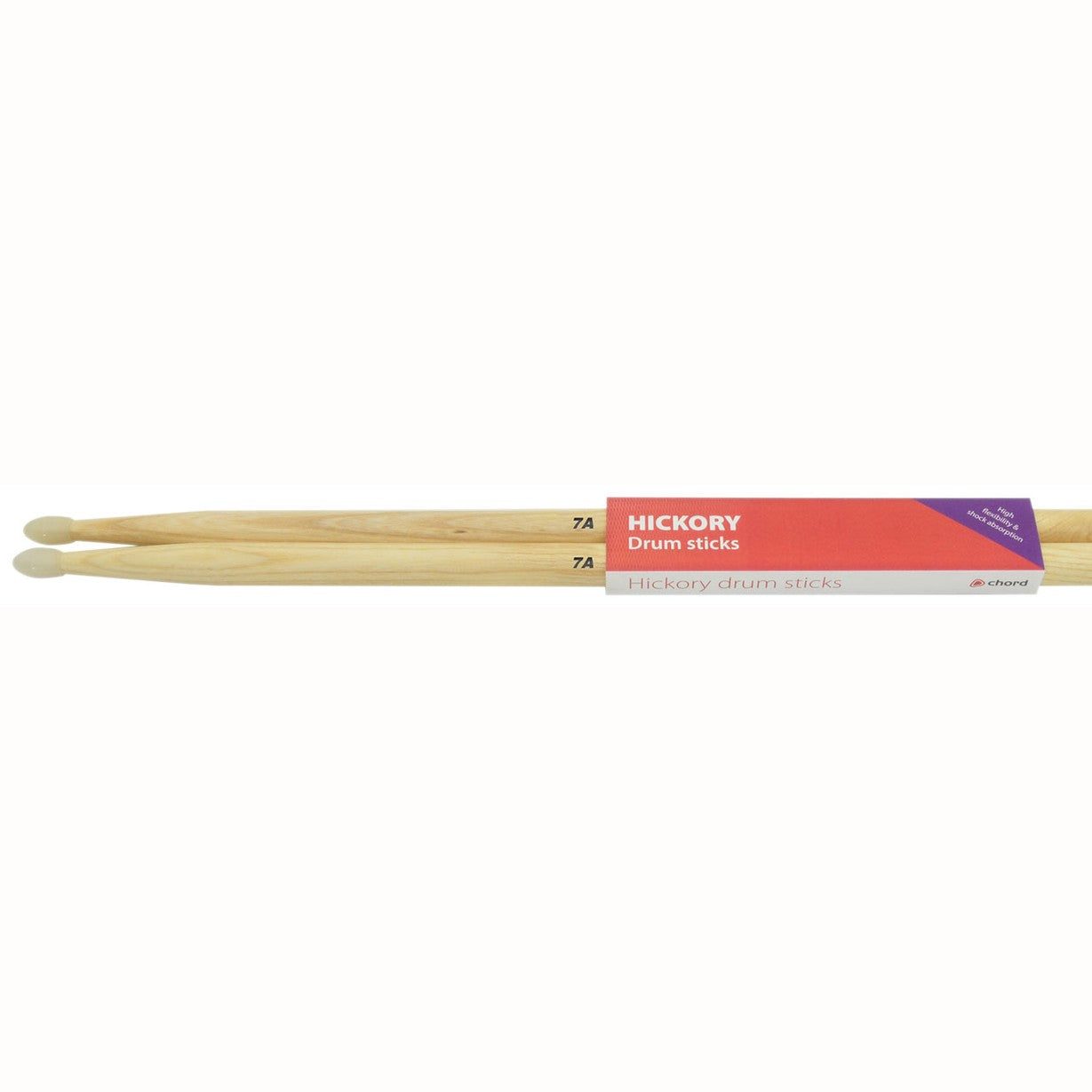Chord Hickory Drum Sticks, 7A, Nylon Tip — Pair 1