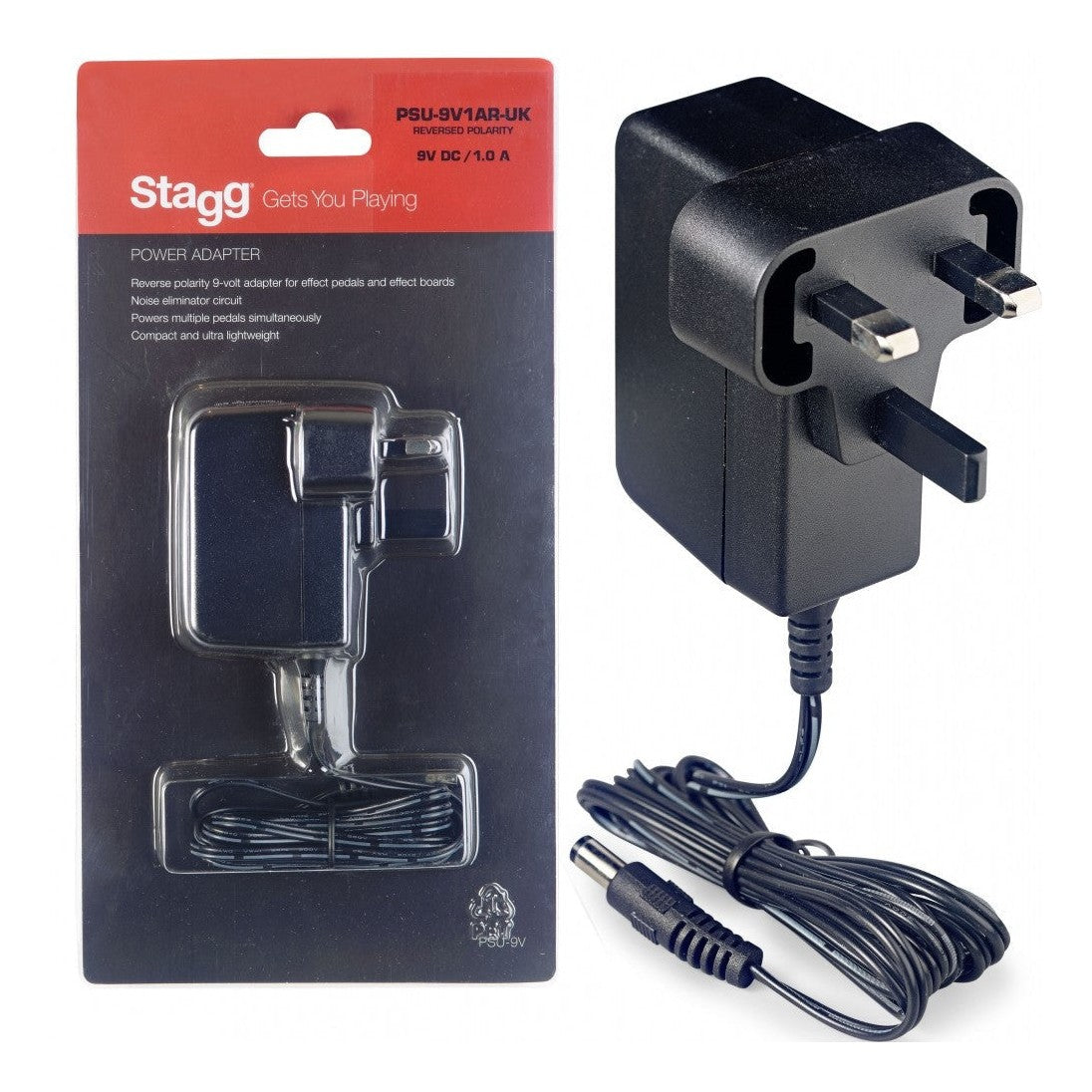 Stagg Reverse Polarity 9-Volt/1A AC Power Adapter For Effects Pedals 1