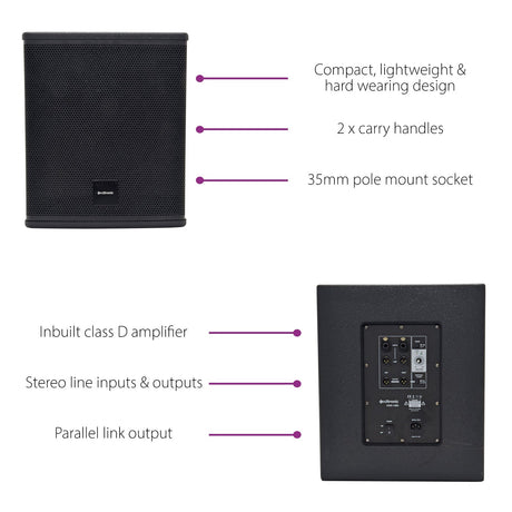 Citronic CASA-10BA 10" 300W Active PA Subwoofer 6