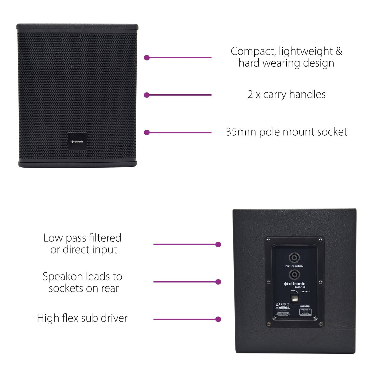 Citronic CASA-15B 15" 500W Passive PA Subwoofer 6