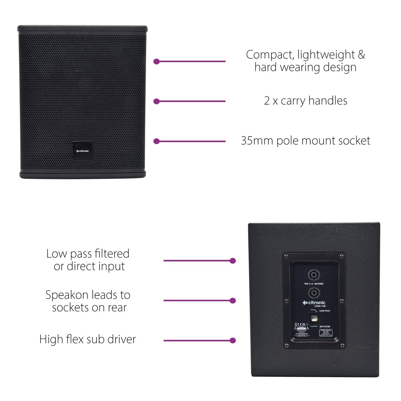 Citronic CASA-15B 15" 500W Passive PA Subwoofer 6