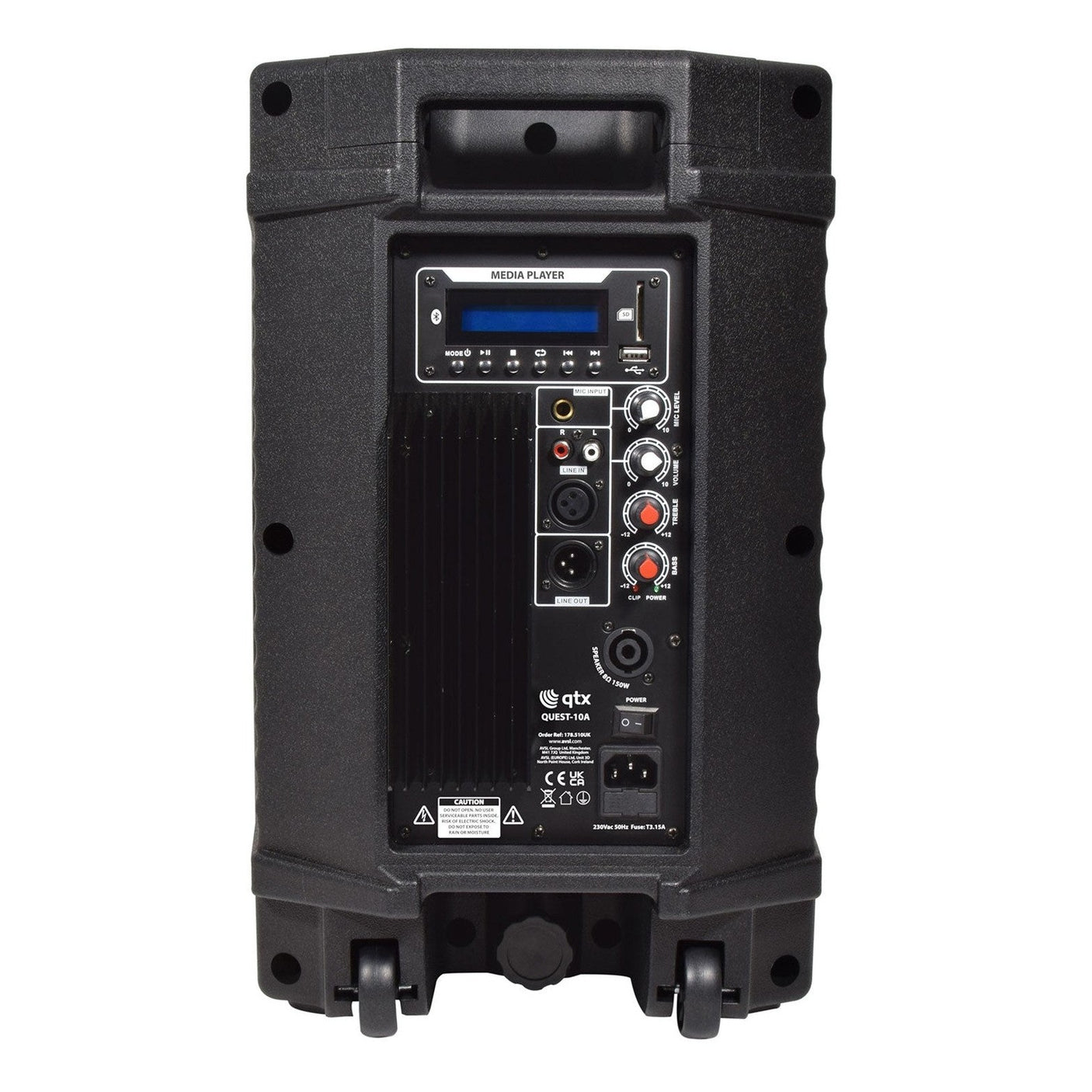 QTX QUEST-10A 10" Active PA Speaker With Bluetooth & USB/SD Media Player 4