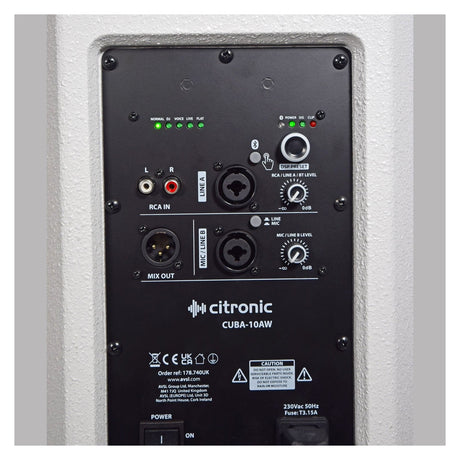 Citronic CUBA-10AW 10" 270W Active PA Speaker With DSP & Bluetooth – White 6