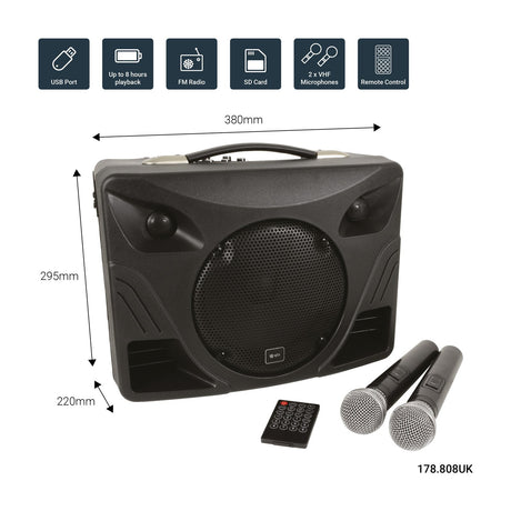 QTX DELTA-50 Desktop Portable PA System With Bluetooth & 2 Wireless Microphones 5