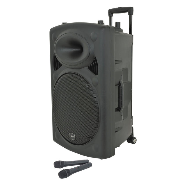 QTX QR15PA Portable PA Speaker with TWS 15" + 2x UHF Mics 1