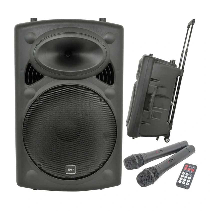 QTX QR15PA Portable PA Speaker with TWS 15" + 2x UHF Mics 4