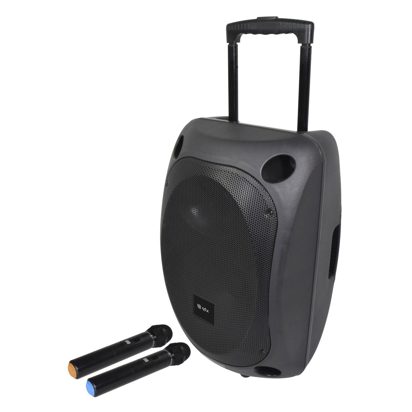 QTX QOVA-12PA - 200W Portable 12" Battery Operated PA System with Dual UHF Wireless Mics 1