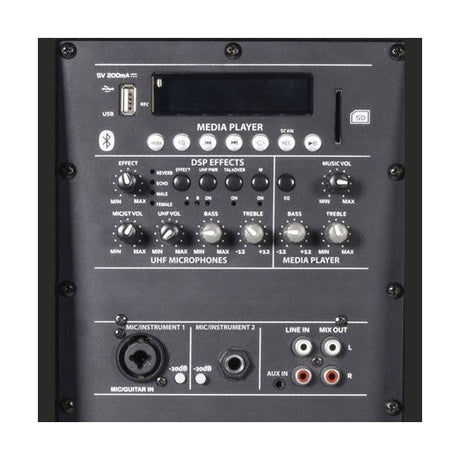QTX QOVA-12PA - 200W Portable 12" Battery Operated PA System with Dual UHF Wireless Mics 4
