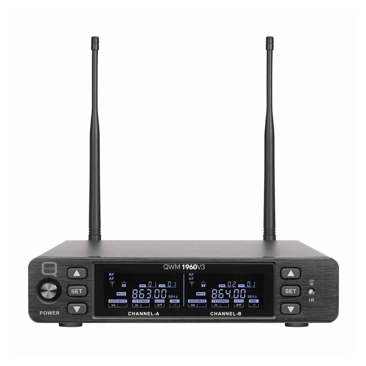Q-Audio QWM 1960 V3 BP UHF True Diversity Dual Wireless Beltpack System 2