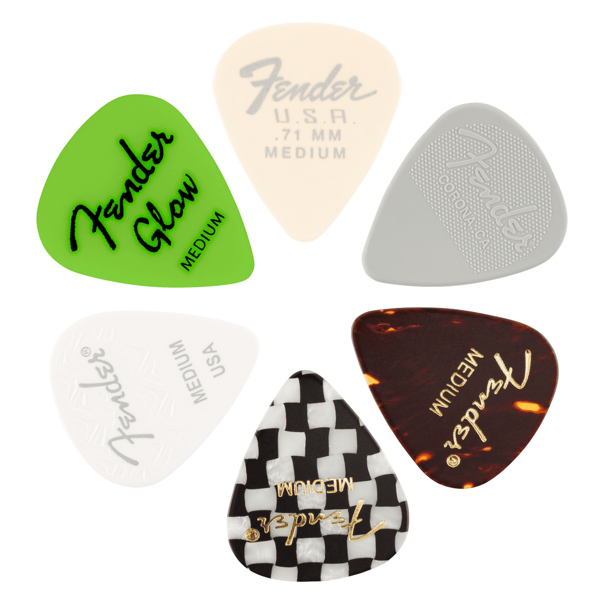 Fender Material Medley Plectrums, 351 Shape, Medium — 6-Pack 1