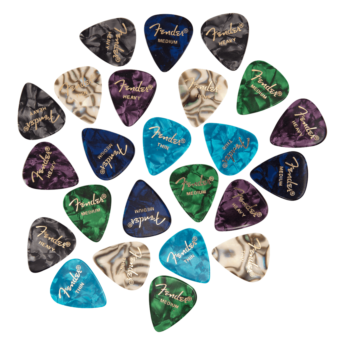 Fender 351 Premium Celluloid Guitar Picks - Mixed 24-pack 1