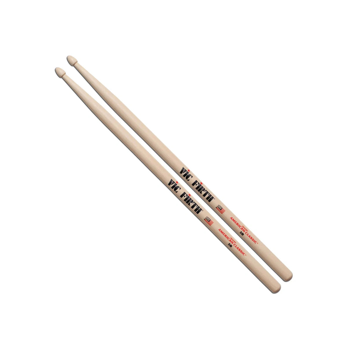 Vic Firth American Classic Hickory Drum Sticks, 5B, Wood Tip — Pair 1