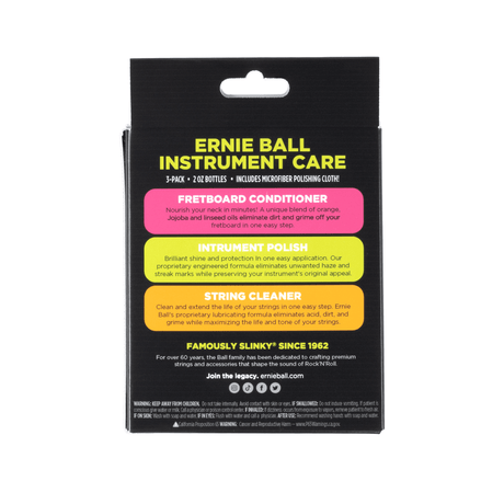 Ernie Ball Instrument Care 3-Pack With Microfibre Polish Cloth P04225 2