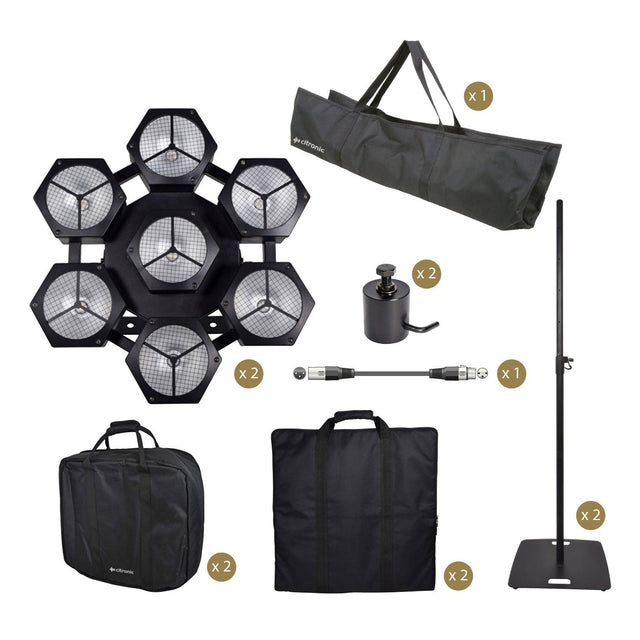 Citronic CosmoPAR Twin Lighting Package with Stands & Bags Black 1