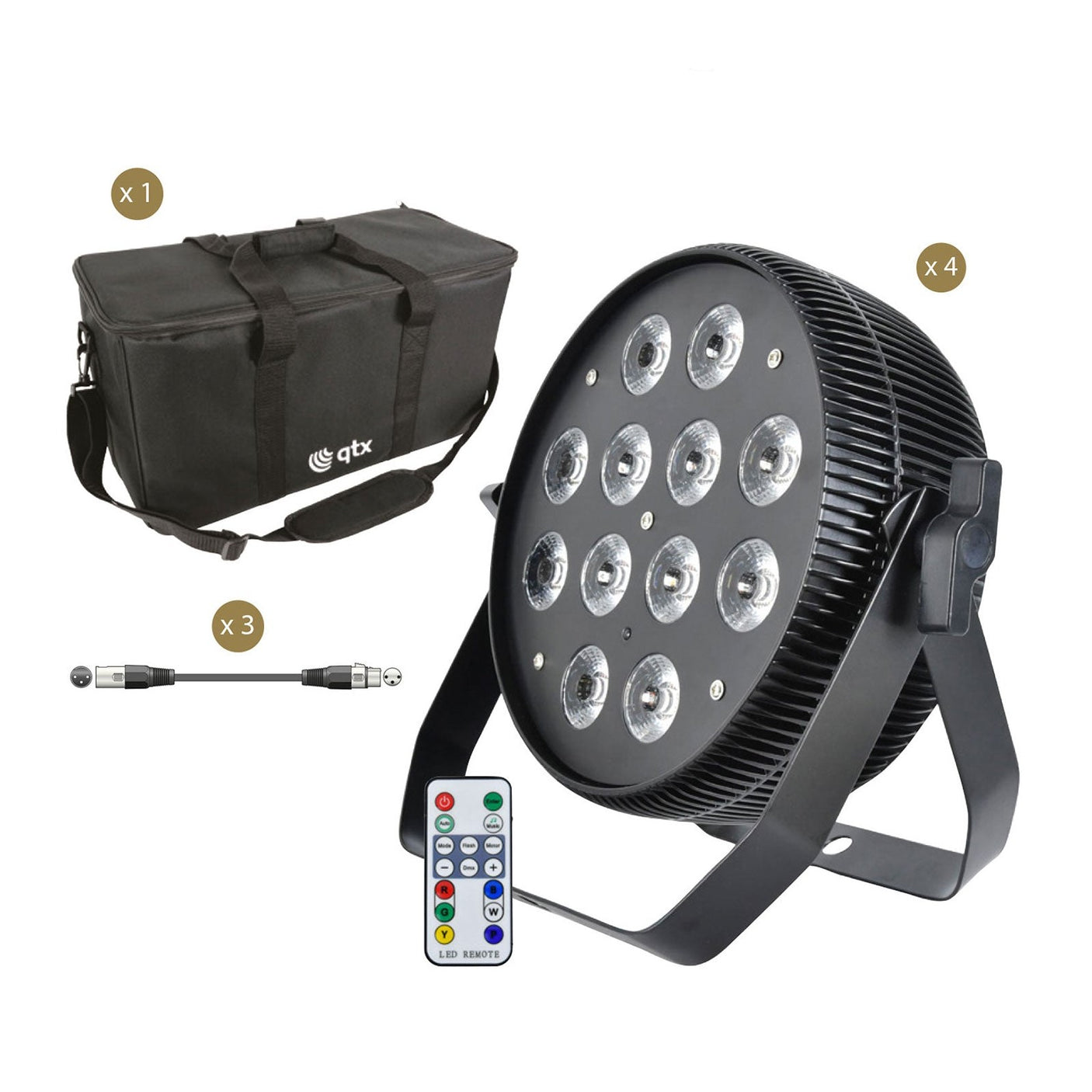 4× MagicPAR-80 Fanless PAR 80W RGBWAUV with Transit Bag Black 1