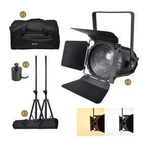 2 × 100W Mini Fresnel Zoom Lamps with Stand & Bag – Complete Lighting Kit 1