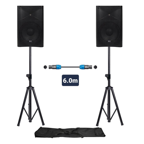 QTX QUEST-12 Portable PA Speaker Package | Active & Passive Bundle With Stands 1