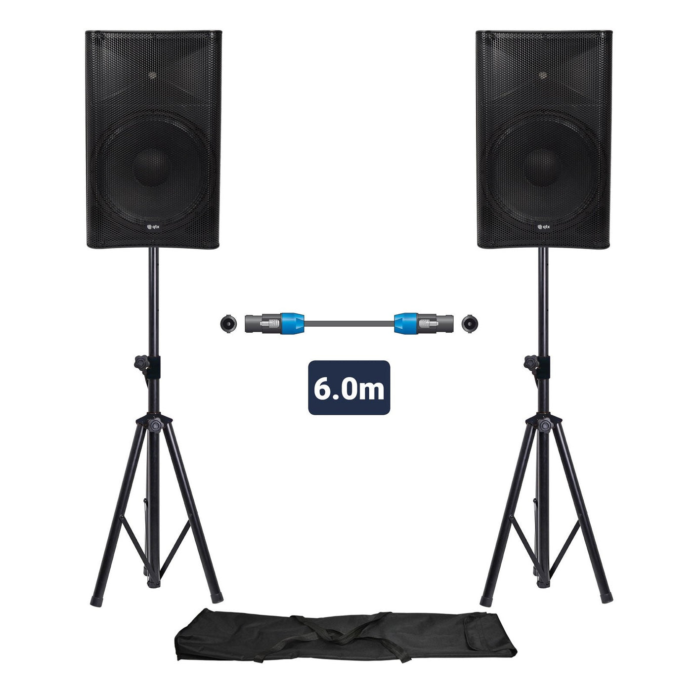 QTX QUEST-15 Portable PA Speaker Package | Active & Passive Bundle With Stands 1