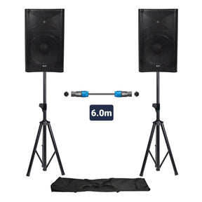 QTX QUEST-15 Portable PA Speaker Package | Active & Passive Bundle With Stands 1